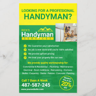 Prospectus 14 Cm X 21,6 Cm Flyer de promotion d'entreprise Handyman - Profess