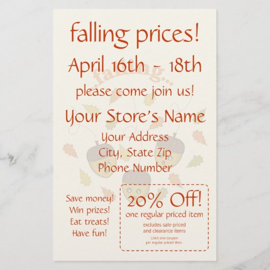 Prospectus 14 Cm X 21,6 Cm Flyer de vente d'automne (Dos)