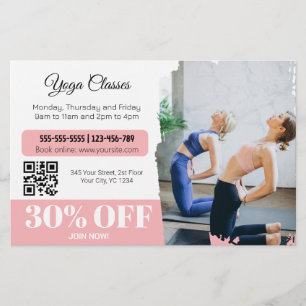 Prospectus 14 Cm X 21,6 Cm Flyer des cours de studio d'instructeur de Yoga