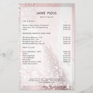 Prospectus 14 Cm X 21,6 Cm Flyer moderne Parties scintillant en argent rose