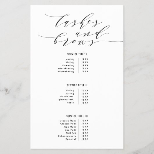 Prospectus 14 Cm X 21,6 Cm Flyer pour Cils et Sourcils (Devant)