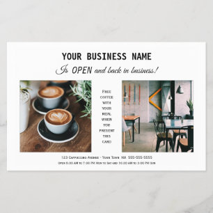 Prospectus 14 Cm X 21,6 Cm Flyer promotionnel de réouverture d'entreprise mod
