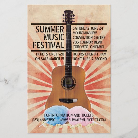 Prospectus 14 Cm X 21,6 Cm Flyer Retro Music Festival (Devant)