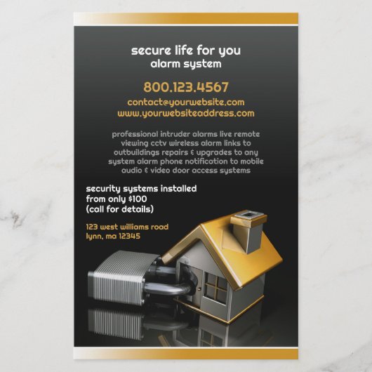 Prospectus 14 Cm X 21,6 Cm Flyer système d'alarme de sécurité (Devant)