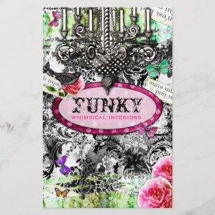 Prospectus 14 Cm X 21,6 Cm GC   Charme Vintage Whimsical - Noir Blanc Damask