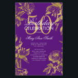Prospectus 14 Cm X 21,6 Cm Glam Floral 50e Anniversaire Programme Gold Purple<br><div class="desc">Design élégant "Programme de fête d'anniversaire" avec arrangement floral en or avec texte personnalisé.</div>