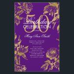 Prospectus 14 Cm X 21,6 Cm Glam Floral 50e Anniversaire Programme Gold Purple<br><div class="desc">Design élégant "Programme de fête d'anniversaire" avec arrangement floral en or avec texte personnalisé.</div>