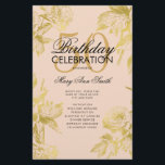 Prospectus 14 Cm X 21,6 Cm Glam Floral 50th Birthday Program Gold Blush Menu<br><div class="desc">Design élégant "Programme de fête d'anniversaire" avec arrangement floral en or avec texte personnalisé.</div>