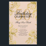 Prospectus 14 Cm X 21,6 Cm Glam Floral 50th Birthday Program Gold Blush Menu<br><div class="desc">Design élégant "Programme de fête d'anniversaire" avec arrangement floral en or avec texte personnalisé.</div>