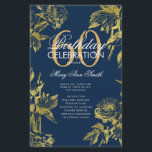 Prospectus 14 Cm X 21,6 Cm Glam Floral 60th Birthday Program Gold Navy Menu<br><div class="desc">Design élégant "Programme de fête d'anniversaire" avec arrangement floral en or avec texte personnalisé.</div>