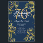Prospectus 14 Cm X 21,6 Cm Glam Floral 70th Birthday Program Gold Navy Menu<br><div class="desc">Design élégant "Programme de fête d'anniversaire" avec arrangement floral en or avec texte personnalisé.</div>