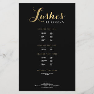 Prospectus 14 Cm X 21,6 Cm Glam Lashes Script Text Gold/Black Flyer