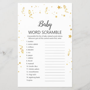 Prospectus 14 Cm X 21,6 Cm Gold Celebration Shower UK Baby Word Scramble