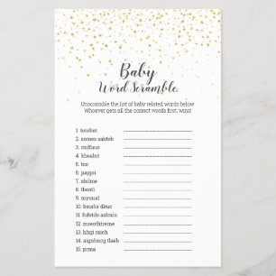 Prospectus 14 Cm X 21,6 Cm Gold Confetti Baby shower UK Baby Word Scramble