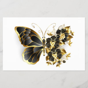 Prospectus 14 Cm X 21,6 Cm Gold flower Butterfly with Black Orchid