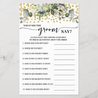 Prospectus 14 Cm X 21,6 Cm Green Gold Qu'est-ce que Groom a dit carte de jeu 