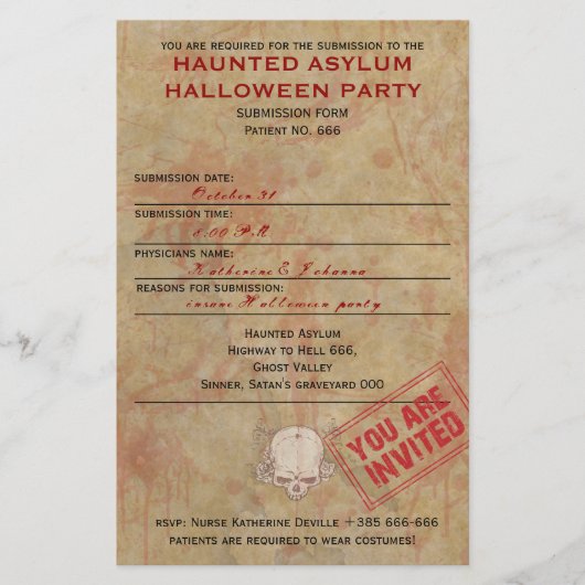Prospectus 14 Cm X 21,6 Cm Hauned Asylum Halloween Party (Devant)