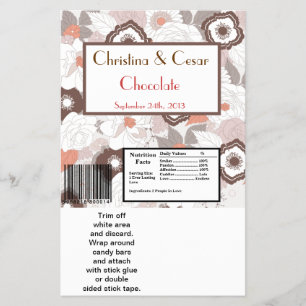 Prospectus 14 Cm X 21,6 Cm Hershey's Grand Bar Wrapper Coral Rose Brown Flora