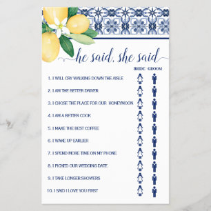 Prospectus 14 Cm X 21,6 Cm Il a dit qu'elle a dit carte de jeu de douche médi