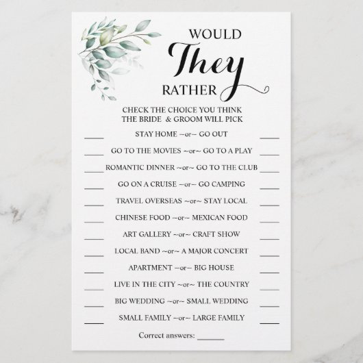 Prospectus 14 Cm X 21,6 Cm Ils préfèrent Eucalyptus Douche Carte de jeu (Devant)