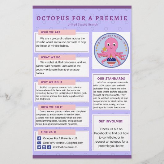 Prospectus 14 Cm X 21,6 Cm Info Flyer Octopus Pour Un Preemie US (Devant)