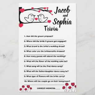 PROSPECTUS 14 CM X 21,6 CM INSÉPARABLE BRIDE & GROOM TRIVIA DOUCHE CARTE DE J