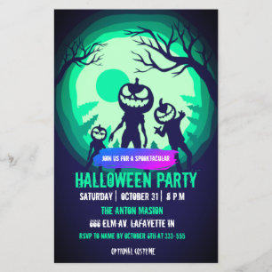 Prospectus 14 Cm X 21,6 Cm Invitation de fête d'Halloween entièrement personn