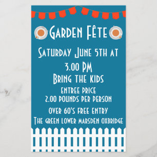 Prospectus 14 Cm X 21,6 Cm Invitation de Garden Fete