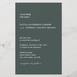 Prospectus 14 Cm X 21,6 Cm Invitation de mariage moderne à typographie simple