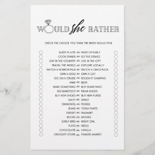 Prospectus 14 Cm X 21,6 Cm Jeu de baby shower minimaliste 'Would she rather'
