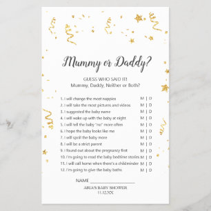 Prospectus 14 Cm X 21,6 Cm Jeu de baby shower Mummy ou Daddy pour célébration