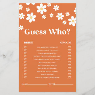 Prospectus 14 Cm X 21,6 Cm Jeu de baby shower Retro Daisy