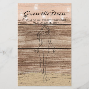 Prospectus 14 Cm X 21,6 Cm Jeu de Baby Shower Rustique Bois Devinez la Robe