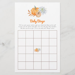 Prospectus 14 Cm X 21,6 Cm Jeu de Bingo Baby Shower Citrouille Mignon Automne