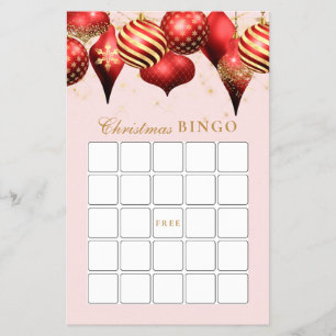 Prospectus 14 Cm X 21,6 Cm Jeu de Bingo de Noël de l'Ornement Rouge