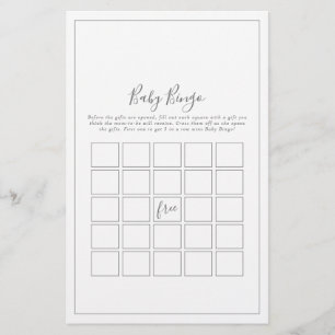 Prospectus 14 Cm X 21,6 Cm Jeu de bingo minimaliste pour bébé en argent