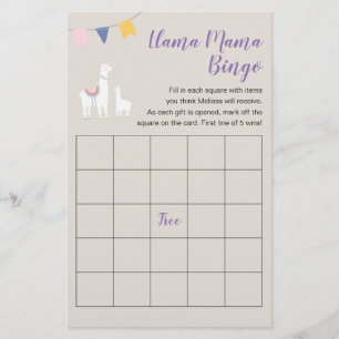Prospectus 14 Cm X 21,6 Cm Jeu de bingo pour Baby Shower Llama Mama Mignon