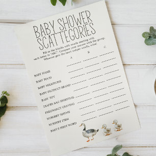 Prospectus 14 Cm X 21,6 Cm Jeu de Catégories pour Baby Shower Little Farm Nur