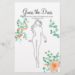 Prospectus 14 Cm X 21,6 Cm Jeu de la douche de mariée Devinez la robe verte p