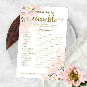 Prospectus 14 Cm X 21,6 Cm Jeu de mots mêlés mariage floral rose gold
