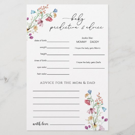 Prospectus 14 Cm X 21,6 Cm Jeu de prédictions fleurs sauvages (Devant)