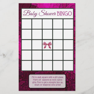 Prospectus 14 Cm X 21,6 Cm Jeux de baby shower fille rubans magenta et emprei