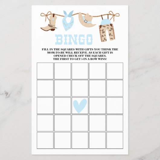 Prospectus 14 Cm X 21,6 Cm Jeux de Baby shower Pastel Cowboy (Devant)