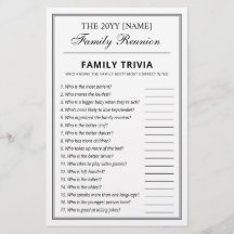 Jeux de fête édités Trivia et Bingo Réunion de fam