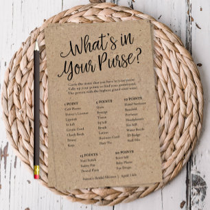Prospectus 14 Cm X 21,6 Cm Kraft What's in Your Purse Shower Value Game Card