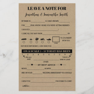Prospectus 14 Cm X 21,6 Cm Laissez un mot au couple Carte de jeu de mariage r