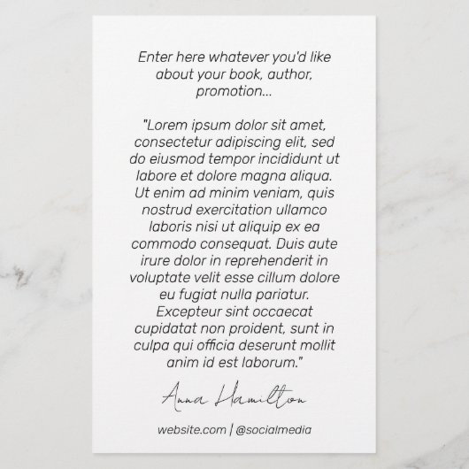 Prospectus 14 Cm X 21,6 Cm Lancement du livre promotionnel (Dos)