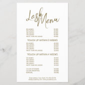 Prospectus 14 Cm X 21,6 Cm Lash Menu Eyelash Extensions Minimale Simple Simpl (Devant)