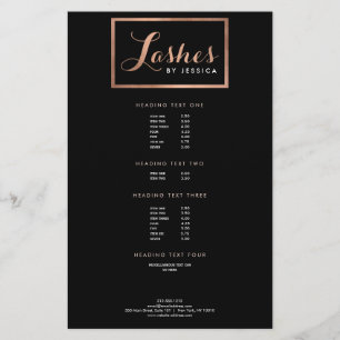 Prospectus 14 Cm X 21,6 Cm Lashes de verre Script Rose texte or/noir