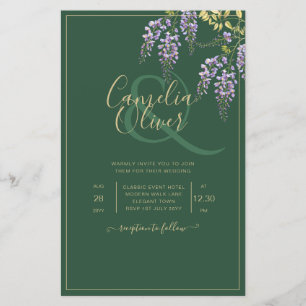 Prospectus 14 Cm X 21,6 Cm LeahG carton d'invitation de mariage WISTERIA Viol